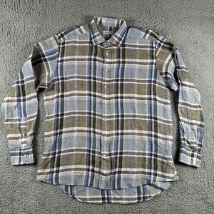 Etro Shirt Men's‎ 44 Multi Color Plain Button Down 100% Linen Made In Italy